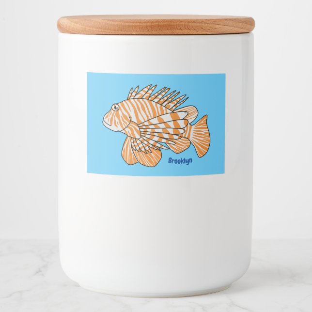 Étiquette Pour Bocaux Illustration de Happy lionfish (Devant)