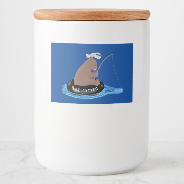 Étiquette Pour Bocaux Illustration de la pêche de l'ourson mou (Devant)