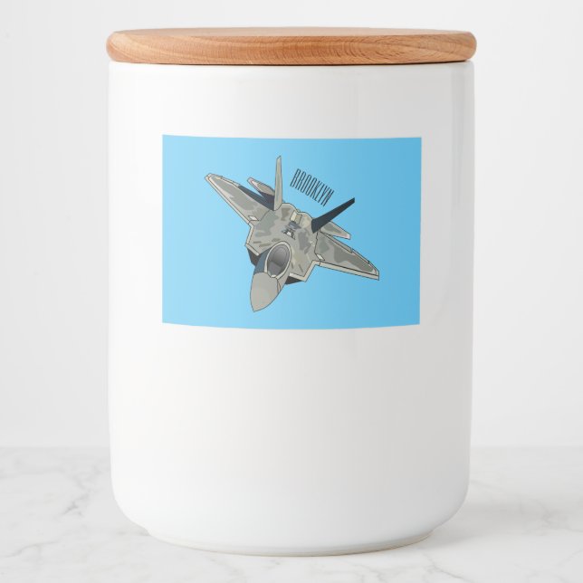 Étiquette Pour Bocaux Illustration de l'avion de chasse (Devant)