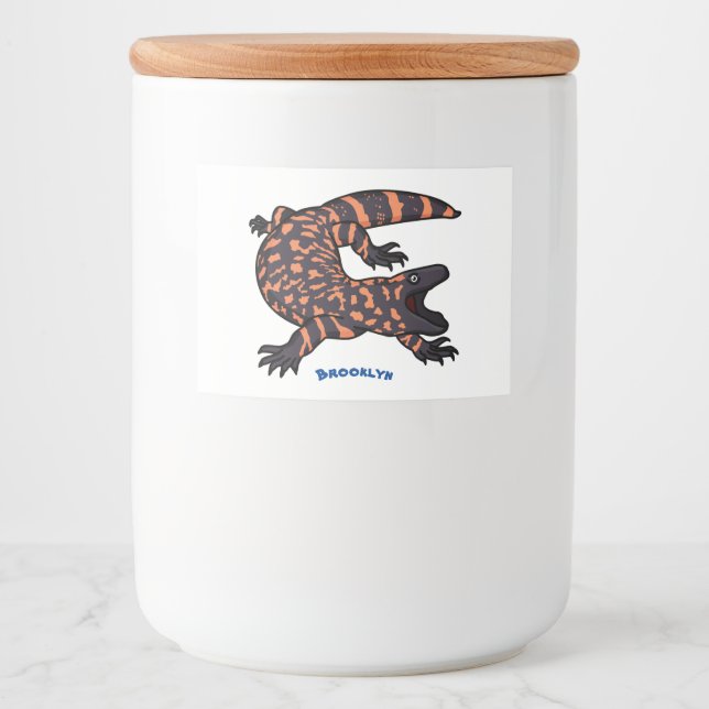 Étiquette Pour Bocaux Illustration de lézard géant affamé (Devant)