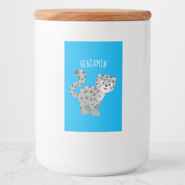 Étiquette Pour Bocaux Illustration de mignon léopard des neiges (Devant)