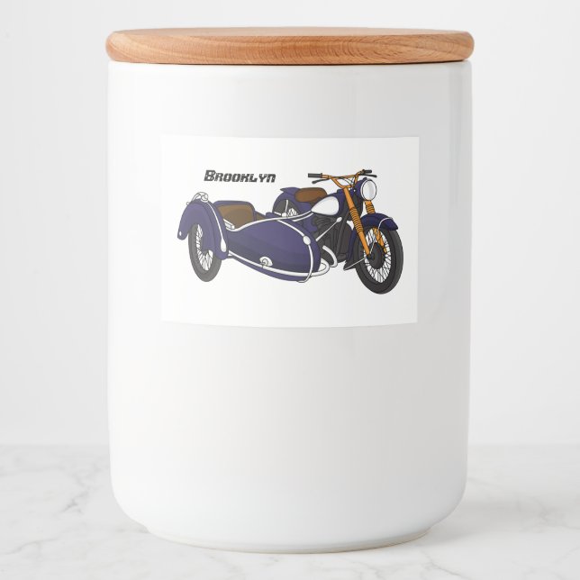 Étiquette Pour Bocaux Illustration de moto pourpre Sidecar (Devant)