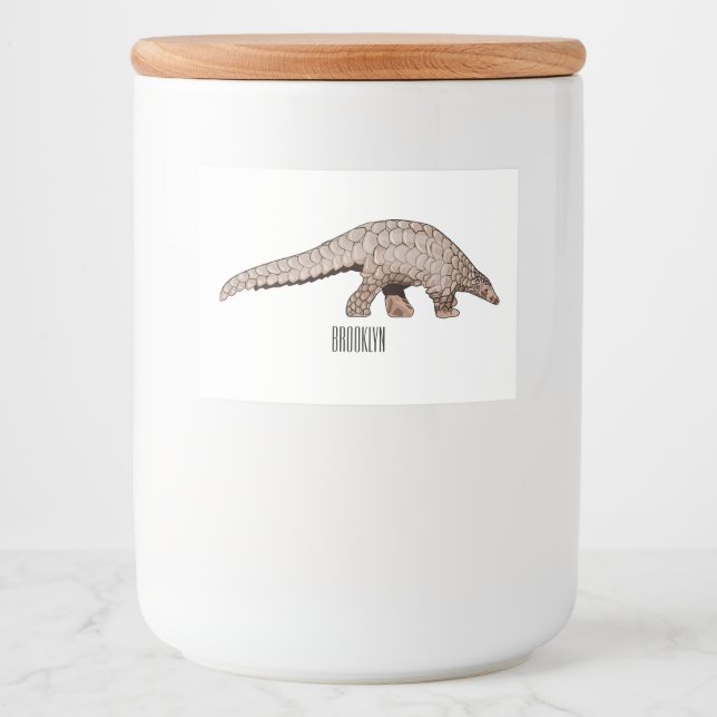Étiquette Pour Bocaux Illustration de Pangolin (Devant)