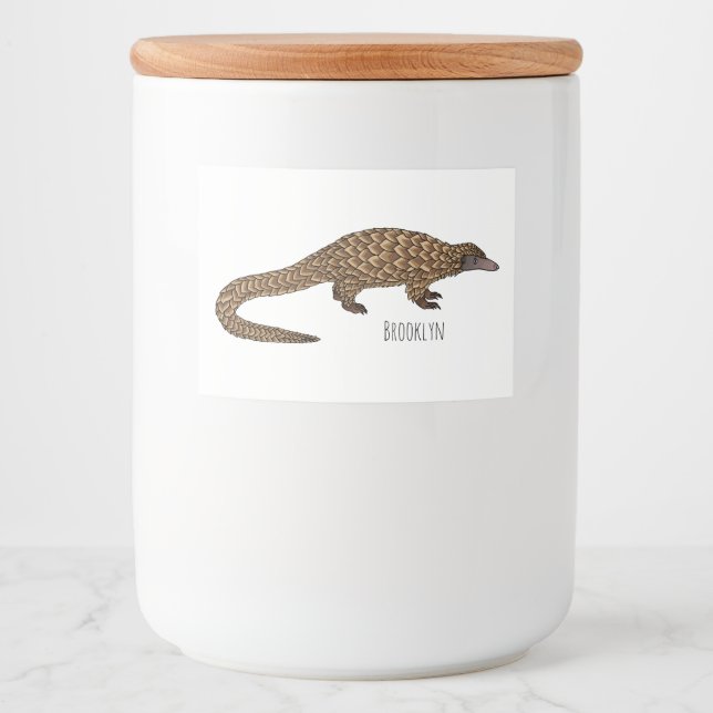 Étiquette Pour Bocaux Illustration de pangolin à queue longue (Devant)