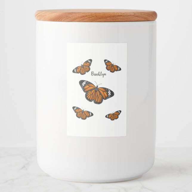 Étiquette Pour Bocaux Illustration de papillon monarque (Devant)