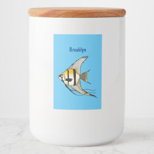 Étiquette Pour Bocaux Illustration de poisson-ange rayé de dessin animé