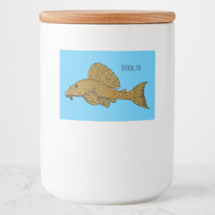 Étiquette Pour Bocaux Illustration de poisson Pleco en cartoon