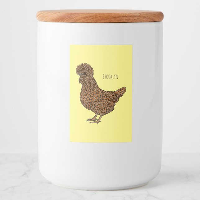 Étiquette Pour Bocaux Illustration de poulet à la polis chamois (Devant)