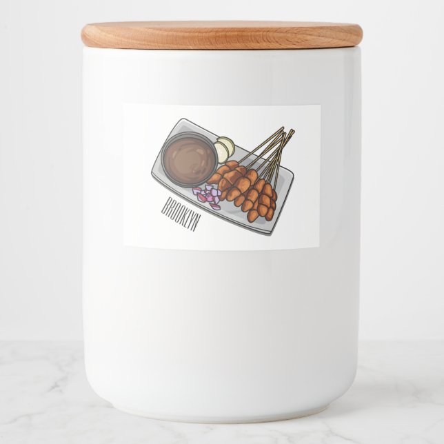 Étiquette Pour Bocaux Illustration de Satay (Devant)