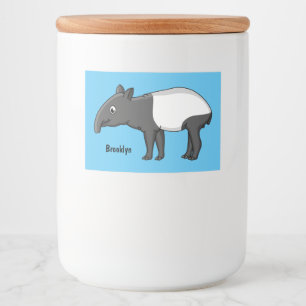 Étiquette Pour Bocaux Illustration de tapir de dessin animé heureux mign
