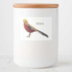 Étiquette Pour Bocaux Illustration d'oiseau de faisan doré