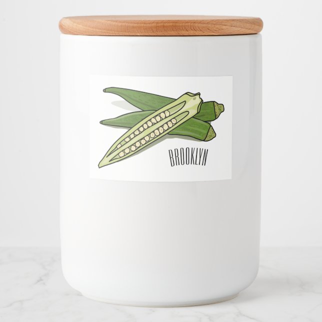 Étiquette Pour Bocaux Illustration d'Okra (Devant)