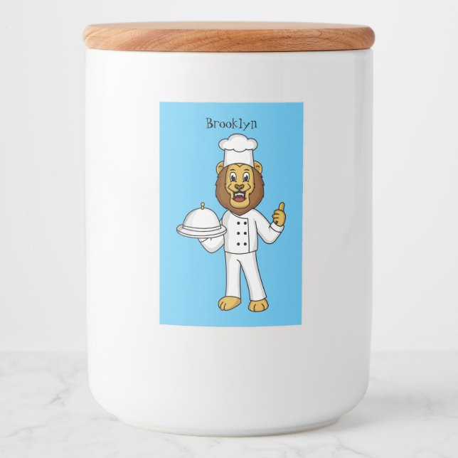 Étiquette Pour Bocaux Illustration du chef mignon lion (Devant)