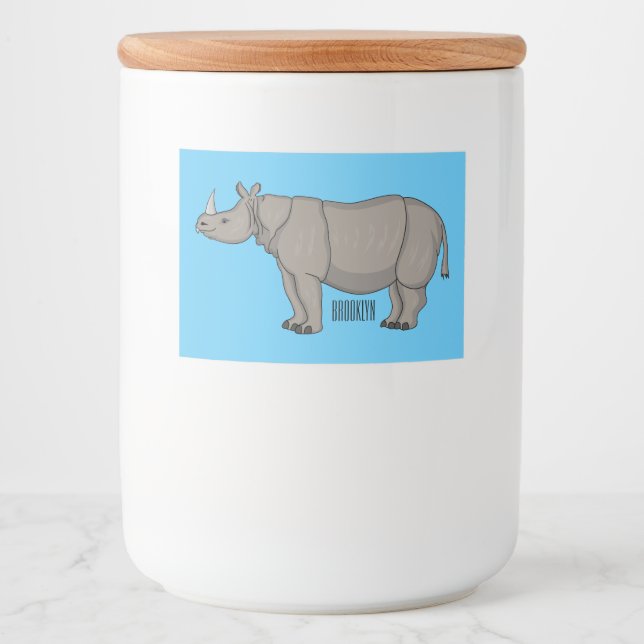 Étiquette Pour Bocaux Illustration du rhinocéros de Javan (Devant)