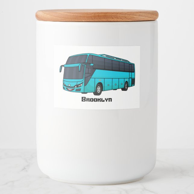 Étiquette Pour Bocaux Illustration d'un autobus à passagers moderne (Devant)