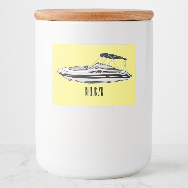 Étiquette Pour Bocaux Illustration d'un bateau à moteur (Devant)