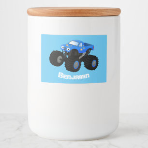 Étiquette Pour Bocaux Illustration d'un camion monstre bleu mou