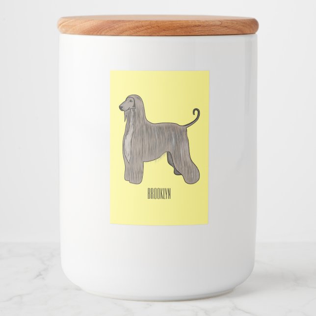 Étiquette Pour Bocaux Illustration d'un chien hound afghan (Devant)