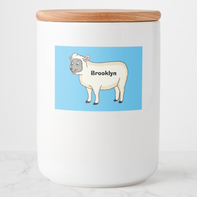 Étiquette Pour Bocaux Illustration d'un mouton joyeux (Devant)
