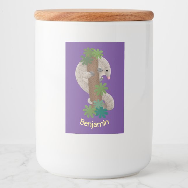 Étiquette Pour Bocaux Illustration d'une anteure de pangolin mignonne (Devant)
