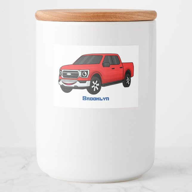 Étiquette Pour Bocaux Illustration d'une camionnette rouge mou (Devant)