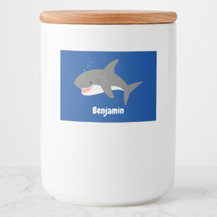 Étiquette Pour Bocaux Illustration joyeuse du grand requin blanc