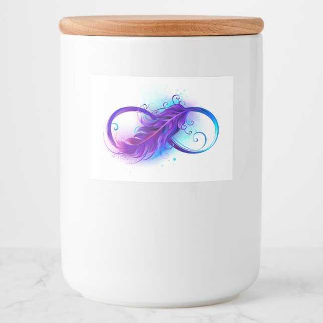 Étiquette Pour Bocaux Infinity with purple feather (Devant)