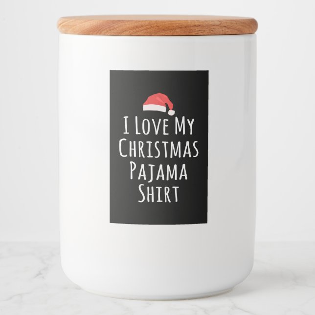 Étiquette Pour Bocaux J'aime ma chemise en pyjama de Noël (Devant)