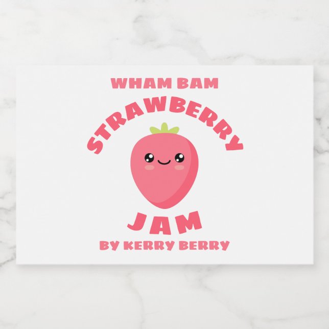 Étiquette Pour Bocaux Jam aux fraises Kawaii (Étiquettes simples)