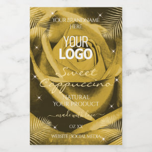 Étiquette Pour Bocaux Jaune Rose Brown Palm Feuille Produit Logo Étiquet