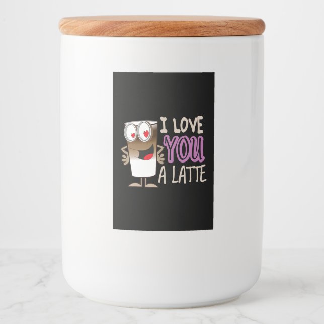 Étiquette Pour Bocaux Je t'aime un latte (Devant)