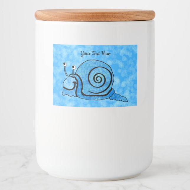 Étiquette Pour Bocaux Joli Cartoon Snail Blue Patterned Shell Aqua (Devant)