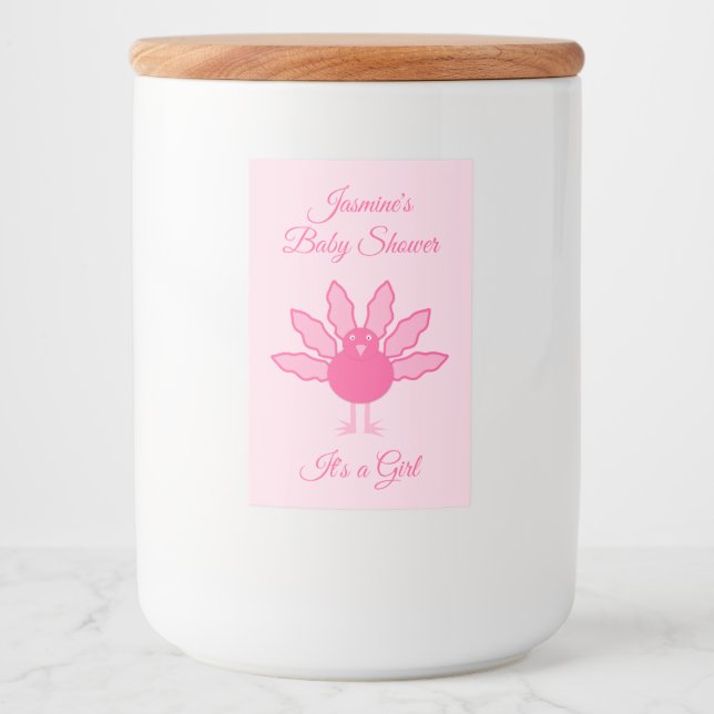 Étiquette Pour Bocaux Jolie fille rose Thanksgiving Turquie Custom (Devant)