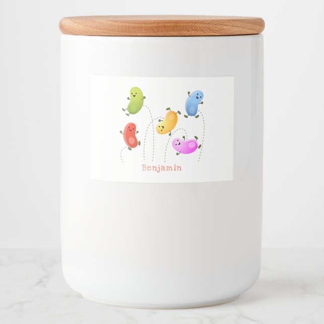 Étiquette Pour Bocaux Jolie jellybeans bondissant dessin animé (Devant)