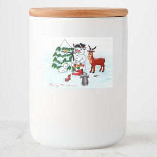 Étiquette Pour Bocaux Joyeux Noël ! Snowman avec amis