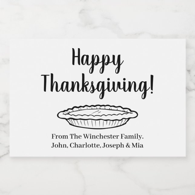 Étiquette Pour Bocaux Joyeux Thanksgiving tarte à la citrouille texte pe (Étiquettes simples)