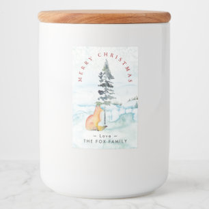 Étiquette Pour Bocaux Joyeux voeux de Noël Aquarelle Renard d'hiver