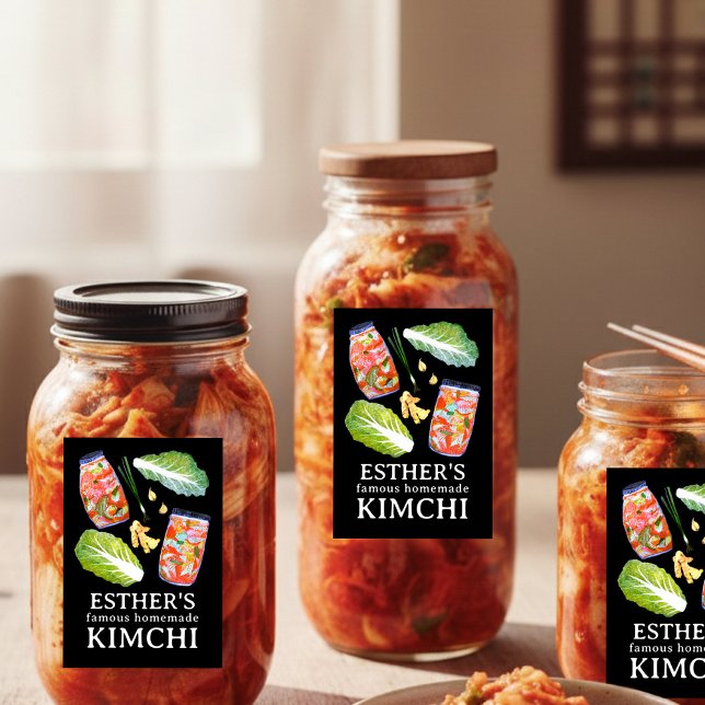 Étiquette Pour Bocaux Kimchi Ingredients Watercolor HOMEMADE Custom  (Kimchi Ingredients Watercolor HOMEMADE Custom Food Label
)