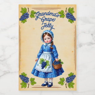 Étiquette Pour Bocaux La gelée de raisin de grand-mère Vintage
