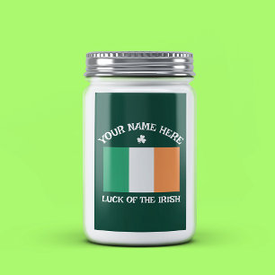 Étiquette Pour Bocaux La Saint-Patrick Drapeau Irlande Nom Personnalisé