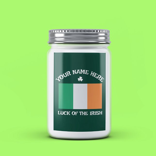 Étiquette Pour Bocaux La Saint-Patrick Drapeau Irlande Nom Personnalisé  (Créateur téléchargé)