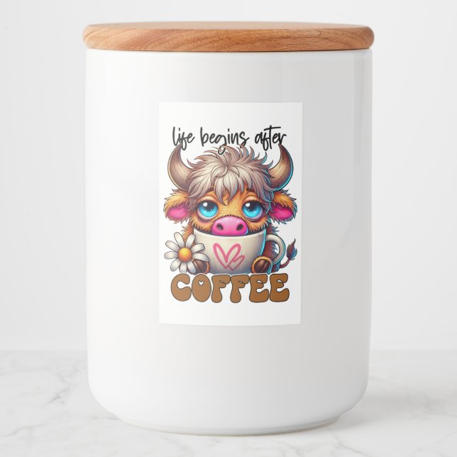 Étiquette Pour Bocaux La vie commence après le café  (Devant)