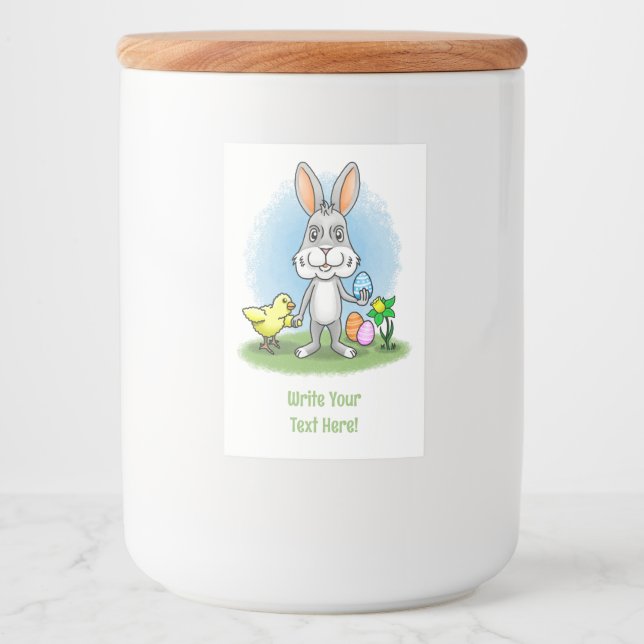 Étiquette Pour Bocaux Lapin de Pâques et la Poule (Devant)