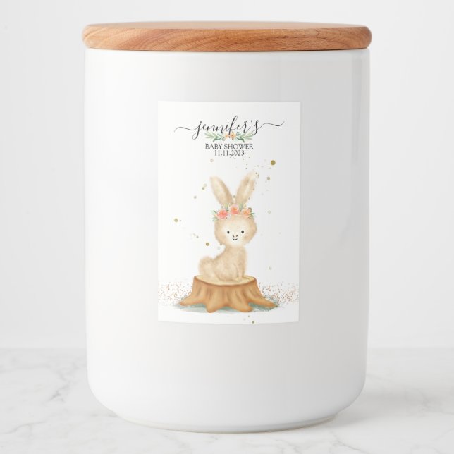 Étiquette Pour Bocaux Lapin mignon ferme faune forestière animal (Devant)