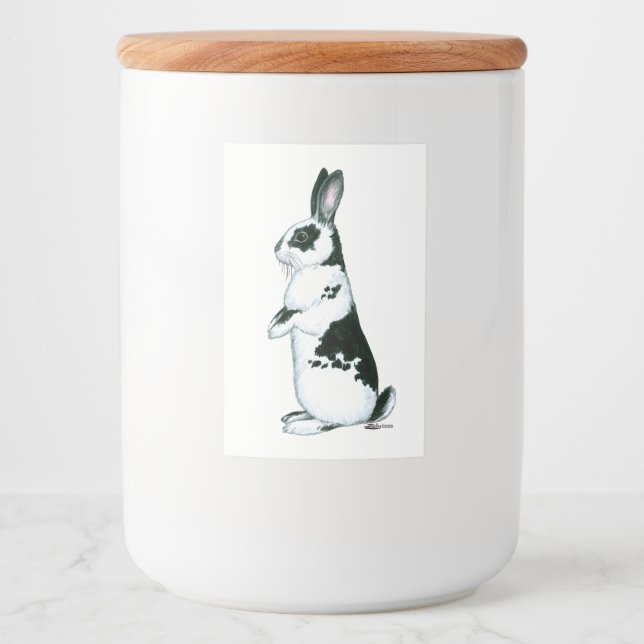 Étiquette Pour Bocaux Lapin : Noir et Blanc (Devant)