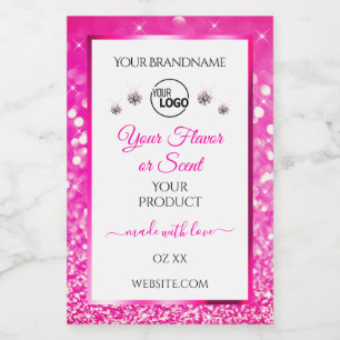 Étiquette Pour Bocaux Logo d'étiquette de produit pailleté rose pour fil