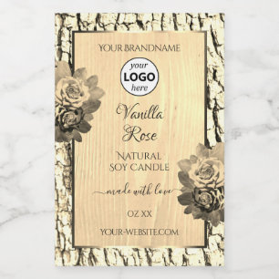 Étiquette Pour Bocaux Logo d'étiquettes de produit Roses Sépia au veinag