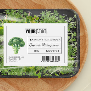 Étiquette Pour Bocaux Logo et code-barres personnalisés Broccoli Microgr
