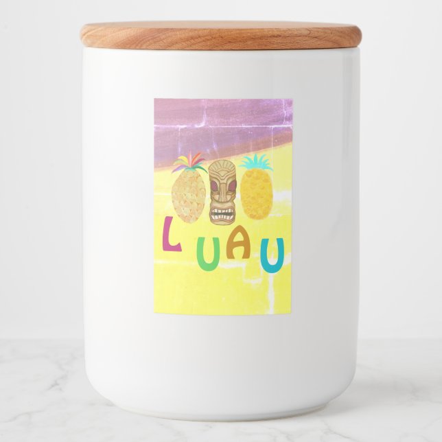 Étiquette Pour Bocaux Luau Tiki Ananas d'été (Devant)