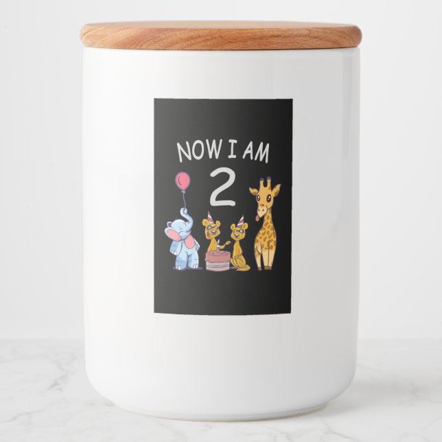 Étiquette Pour Bocaux Maintenant, j'ai 2 ans 2e anniversaire au Zoo (Devant)